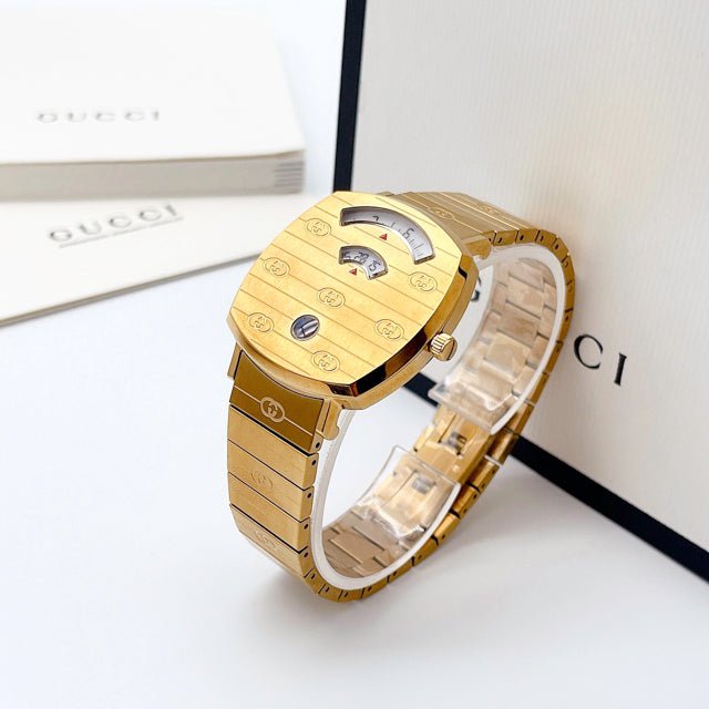 Gucci Grip Yellow Gold Dial Yellow Gold Steel Strap Unisex Watch - YA157403