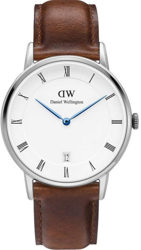 Daniel Wellington Dapper St Mawes White Dial Brown Leather Strap Watch For Women - DW00100095