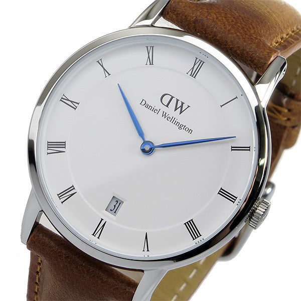Daniel Wellington Dapper Durham Analog White Dial Brown Leather Strap Watch For Women - DW00100114