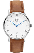 Daniel Wellington Dapper Durham Analog White Dial Brown Leather Strap Watch For Women - DW00100114
