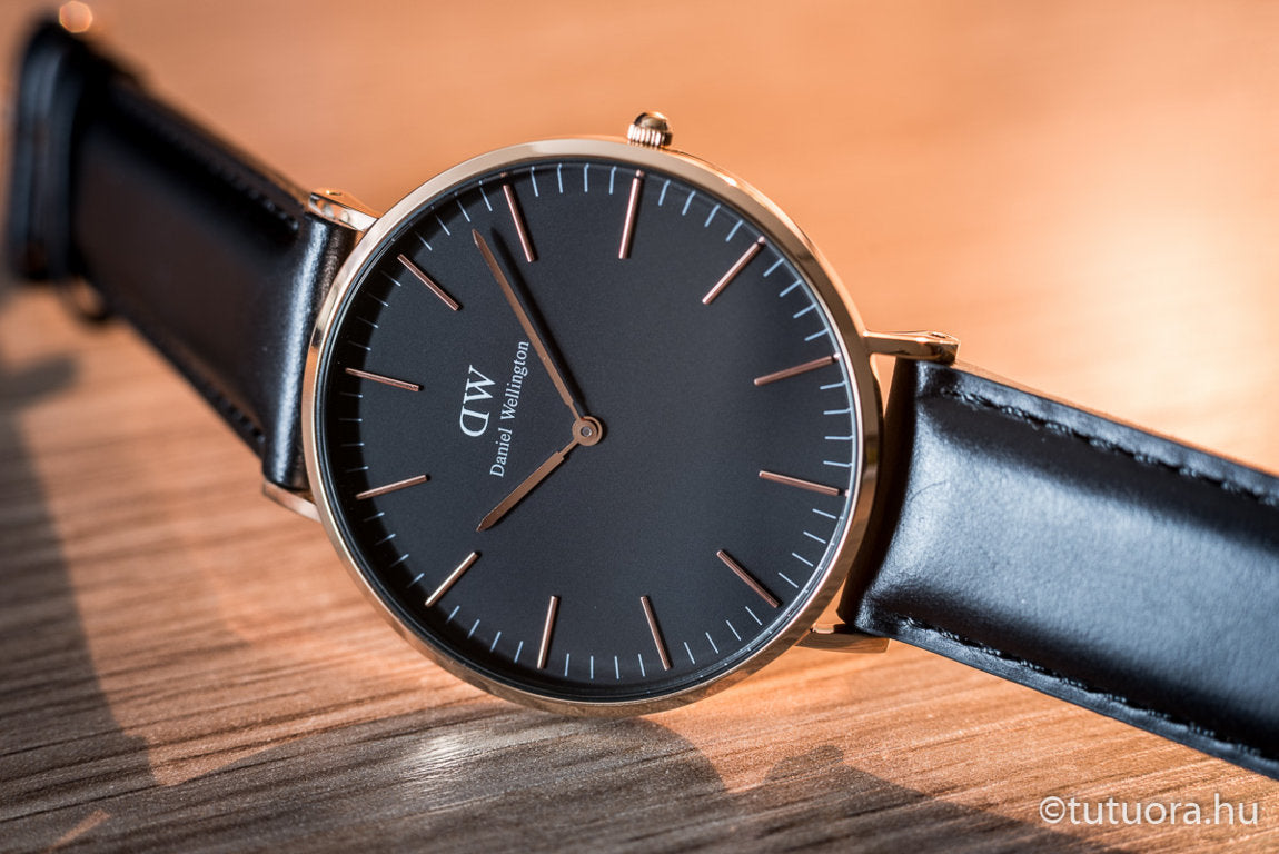 Daniel Wellington Classic Sheffield Black Dial Black Leather Strap Watch For Men - DW00100127