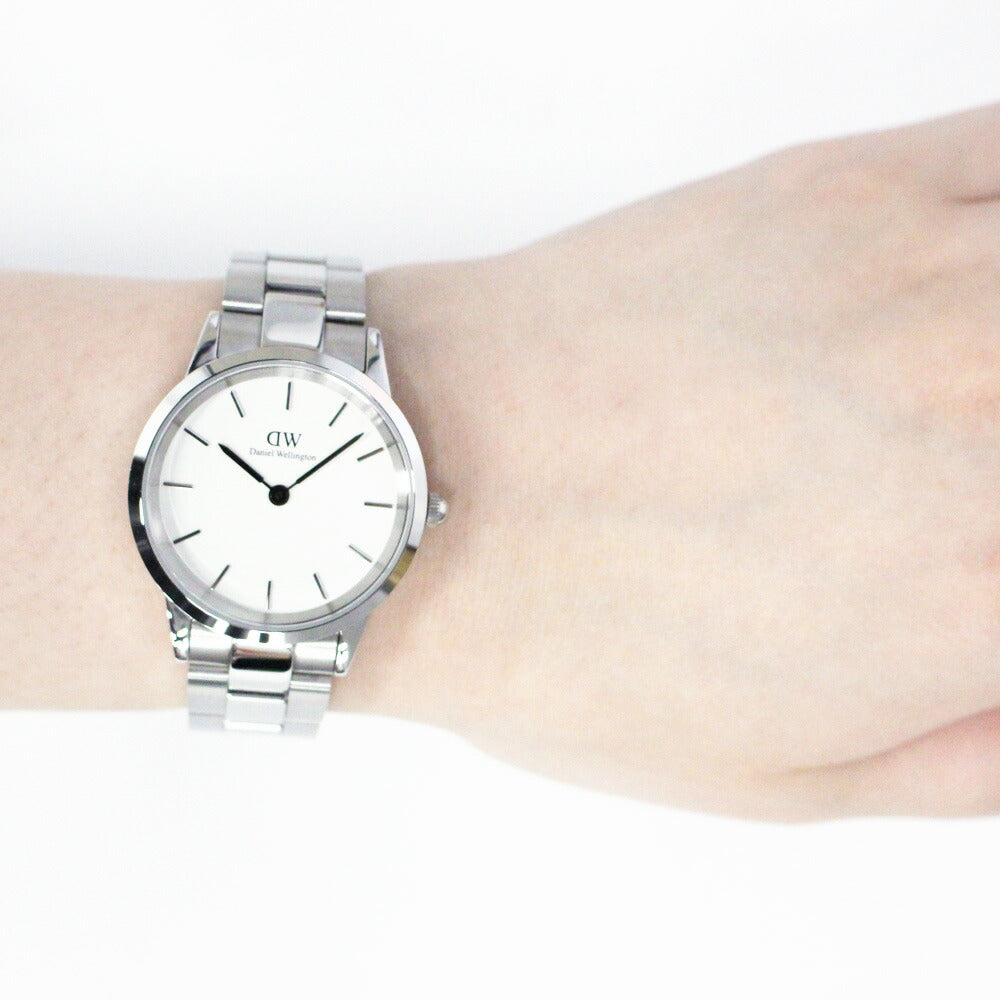 Daniel Wellington Iconic Link White Dial Silver Steel Strap Watch For Women - DW00100205