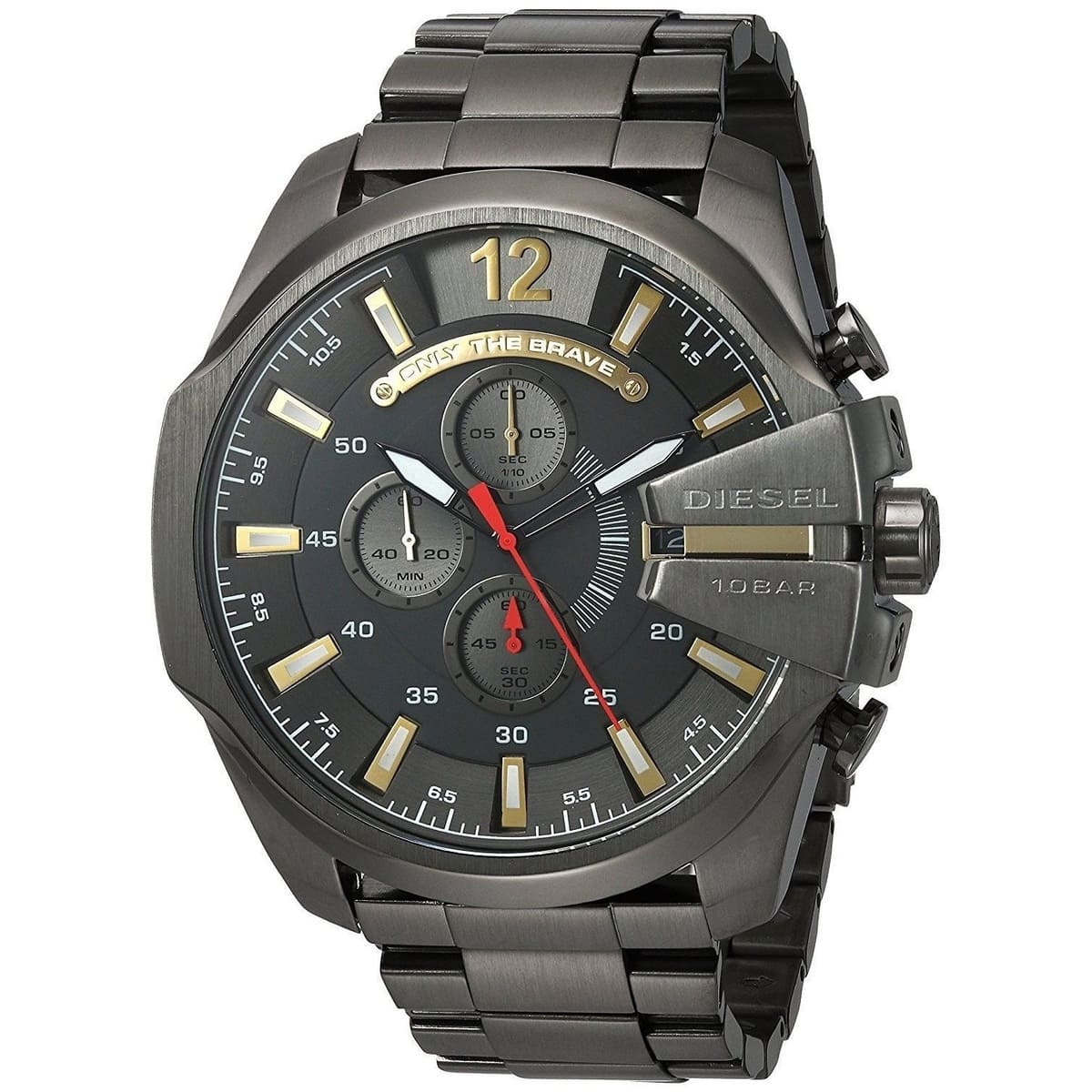 Diesel Mega Chief Chronograph Grey Dial Grey Steel Strap Watch For Men - DZ4421