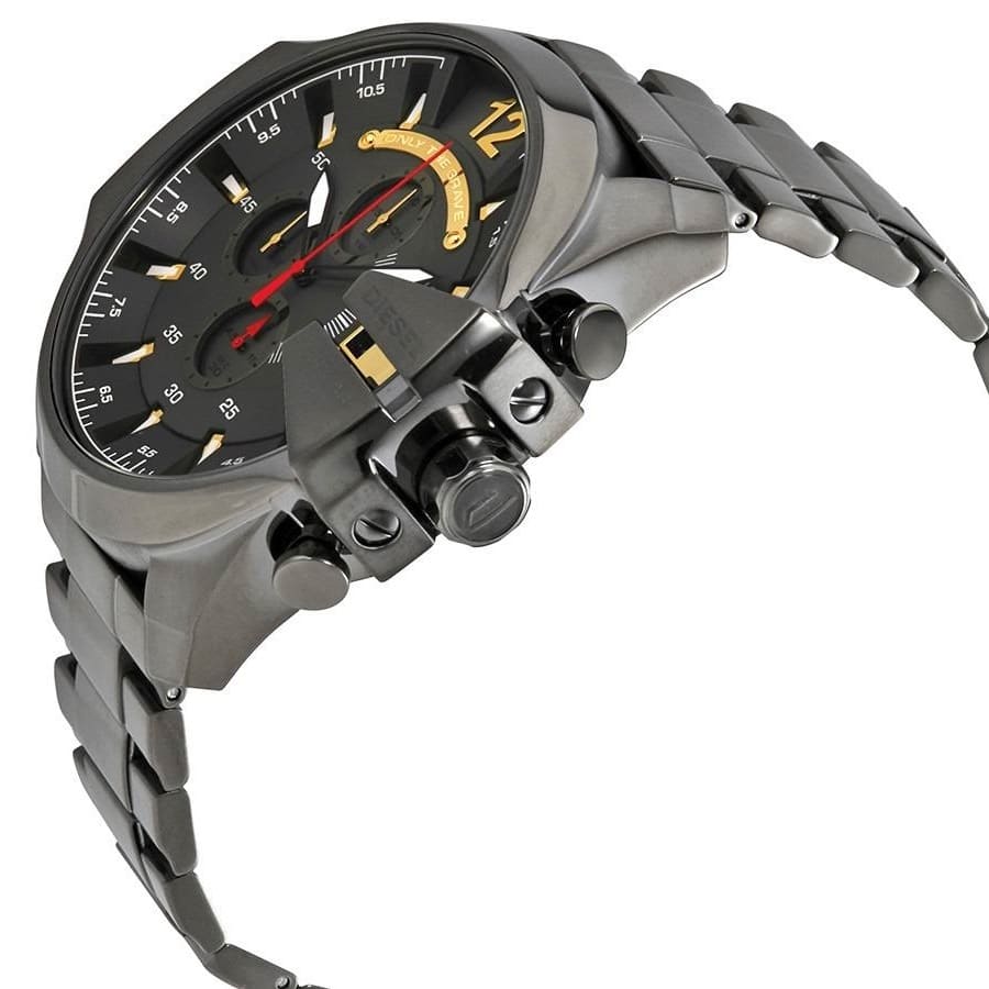 Diesel Mega Chief Chronograph Grey Dial Grey Steel Strap Watch For Men - DZ4421