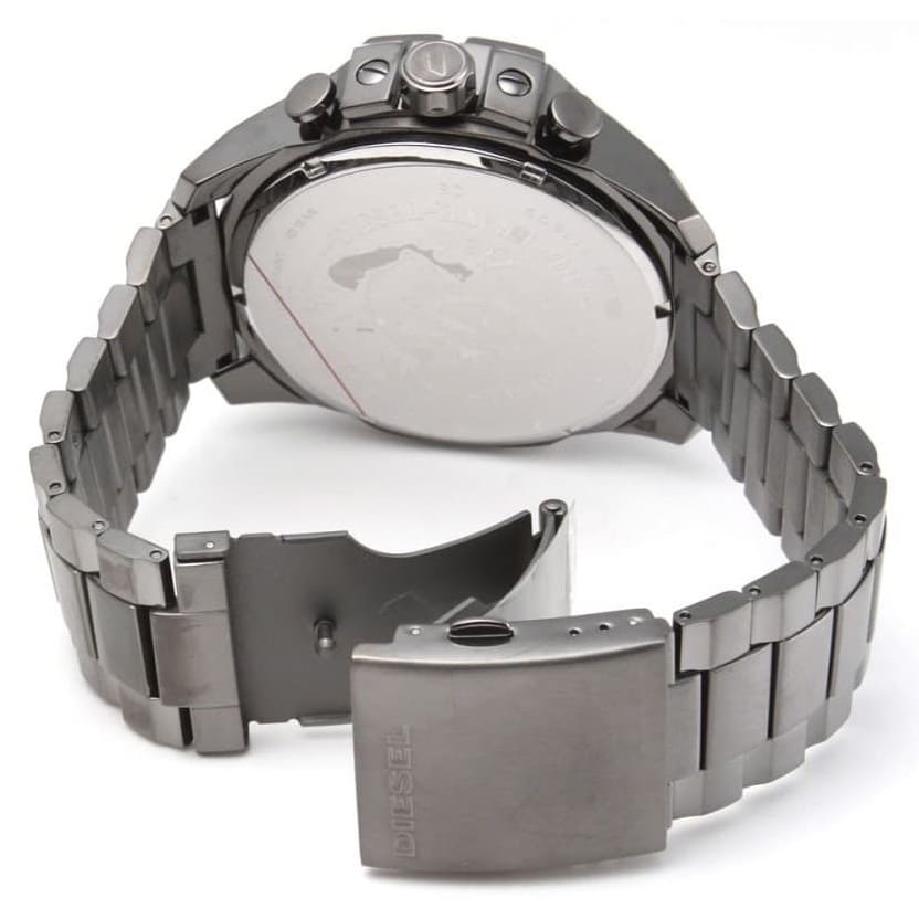 Diesel Mega Chief Chronograph Grey Dial Grey Steel Strap Watch For Men - DZ4421