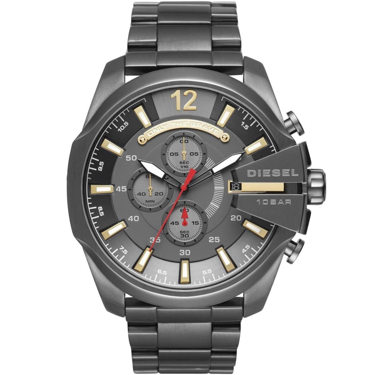 Diesel Mega Chief Chronograph Grey Dial Grey Steel Strap Watch For Men - DZ4421