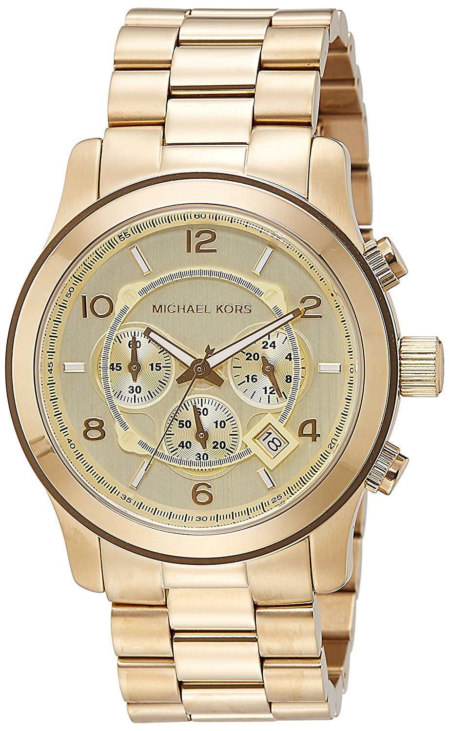 Michael Kors Runway Gold Dial Gold Steel Strap Watch for Men - MK8077