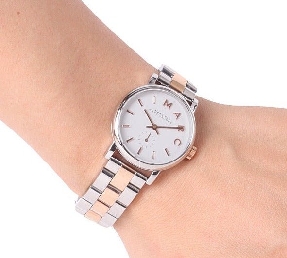 Marc Jacobs Baker White Dial Two Tone Steel Strap Watch for Women - MBM3331