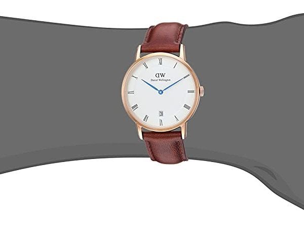 Daniel Wellington Dapper St Mawes White Dial Brown Leather Strap Watch For Women - DW00100091