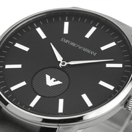Emporio Armani Renato Quartz Black Dial Silver Steel Strap Watch For Men - AR11118