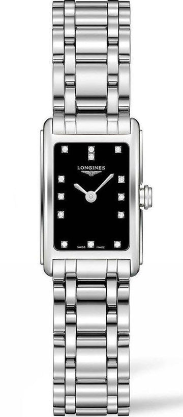 Longines Dolcevita Black Dial Silver Steel Strap Watch for Women - L5.258.4.57.6