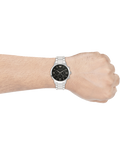 Emporio Armani Giovanni Chronograph Black Dial Silver Steel Strap Watch For Men - AR11208