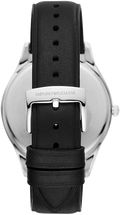 Emporio Armani Modern Slim Quartz Grey Dial Black Leather Strap Watch For Men - AR11162