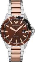 Emporio Armani Diver Quartz Brown Dial Two Tone Steel Strap Watch For Men - AR11340