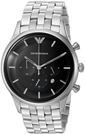 Emporio Armani Chronograph Black Dial Silver Steel Strap Watch For Men - AR11017