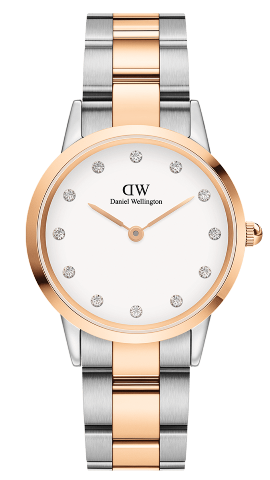 Daniel Wellington Iconic Link White Dial Two Tone Steel Strap Watch For Women - DW00100359