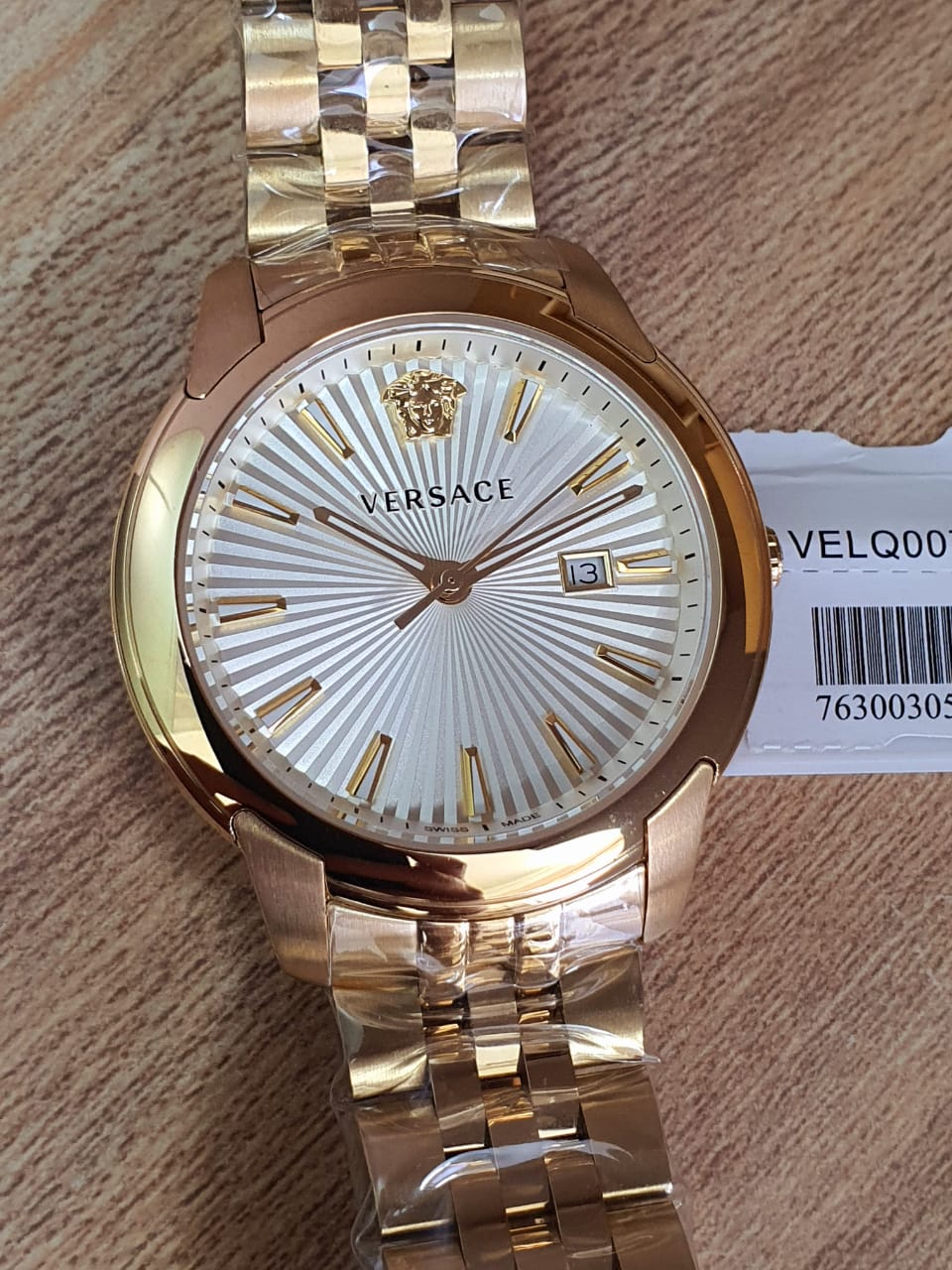 Versace V-Urban Quartz White Dial Gold Steel Strap Watch For Men - VELQ00719
