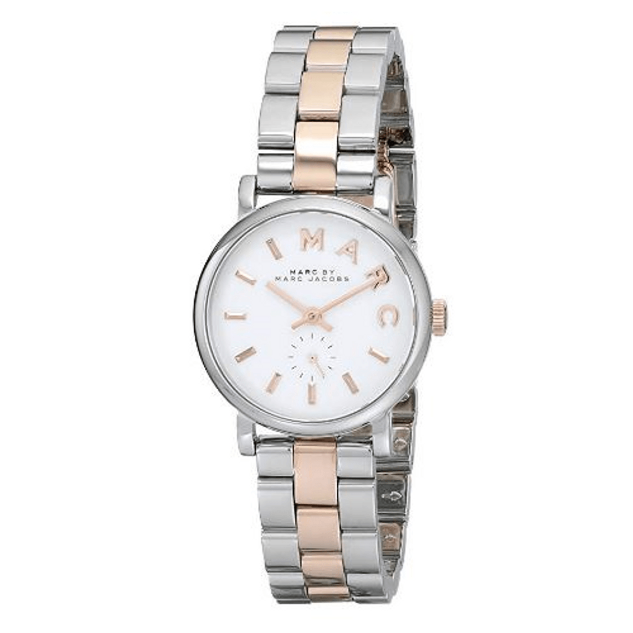 Marc Jacobs Baker White Dial Two Tone Steel Strap Watch for Women - MBM3331