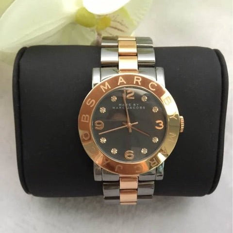 Marc Jacobs Amy Grey Dial Two Tone Steel Strap Watch for Women - MBM3195