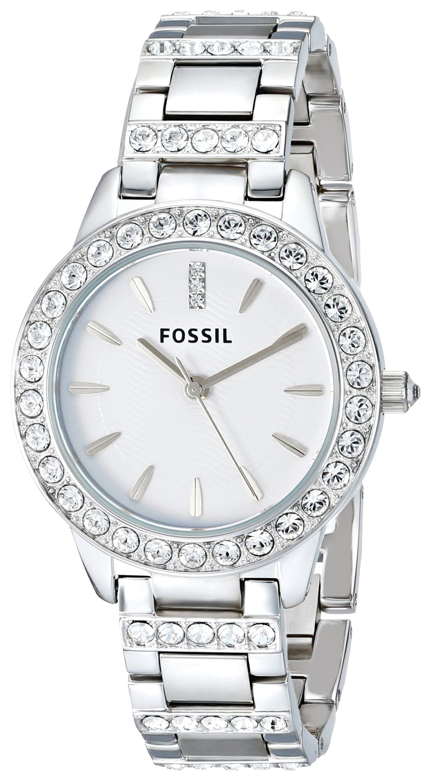 Fossil Jesse White Dial Silver Steel Strap Watch for Women - ES2362