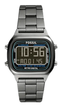 Fossil Retro Digital Black Dial Black Steel Strap Watch for Men - FS5846