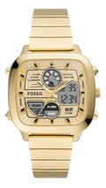 Fossil Retro Analog-Digital Gold Dial Gold Steel Strap Watch for Men - FS5889
