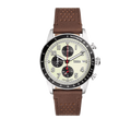 Fossil Sport Tourer Chronograph White Dial Brown Leather Strap Watch for Men - FS6042