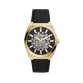Fossil Everett Automatic Skeleton Black Dial Black Leather Strap Watch for Men - ME3208