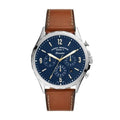 Fossil Forrester Chronograph Blue Dial Brown Leather Strap Watch for Men - S5607
