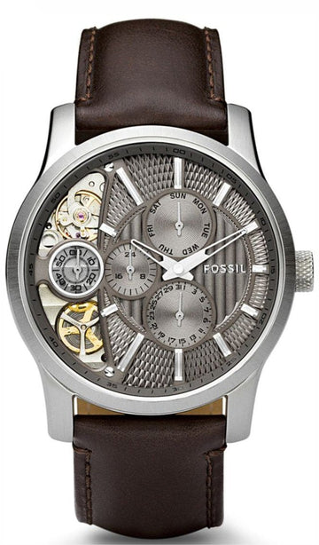 Fossil Twist Chronograph Multifunction Taupe Dial Brown Leather Strap Watch for Men - ME1098