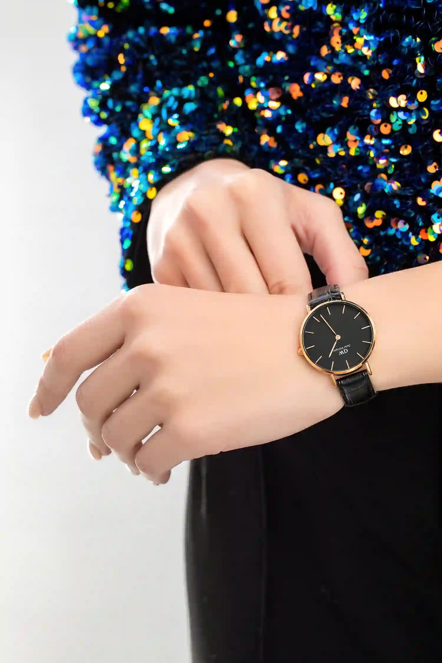 Daniel Wellington Classic Petite Reading Black Dial Black Leather Strap Watch For Women - DW00100167