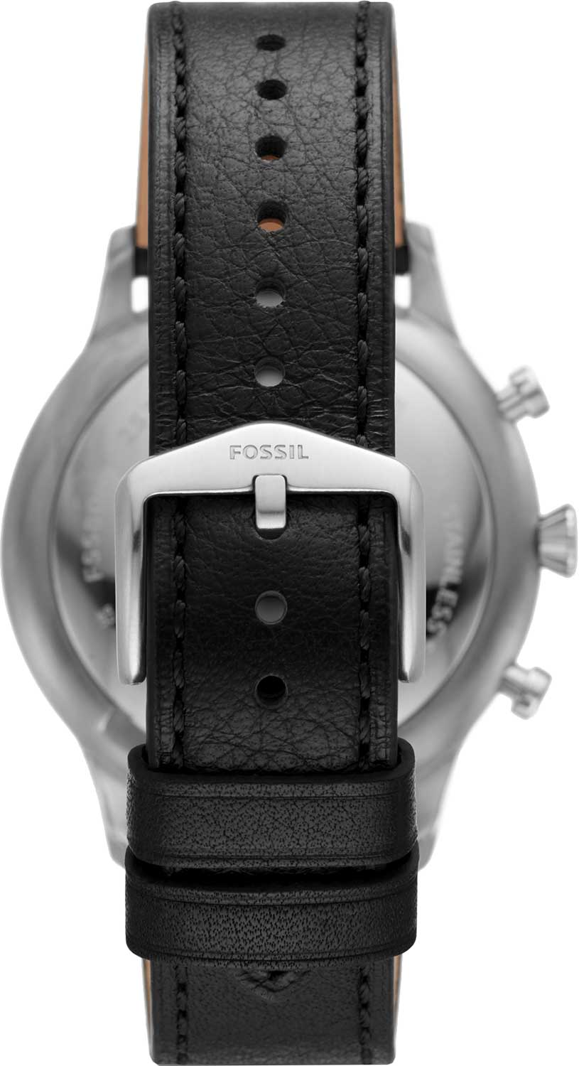 Fossil Retro Pilot Chronograph Black Dial Black Leather Strap Watch for Men - FS5806