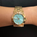 Marc Jacobs Amy Blue Dial Gold Steel Strap Watch for Women - MBM3220
