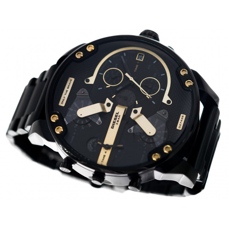 Diesel Mr. Daddy 2.0 Chronograph Black Dial Black Steel Strap Watch For Men - DZ7435