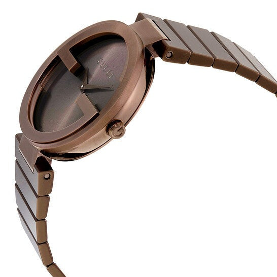 Gucci Interlocking G Quartz Brown Dial Brown Steel Strap Watch for Women - YA133317