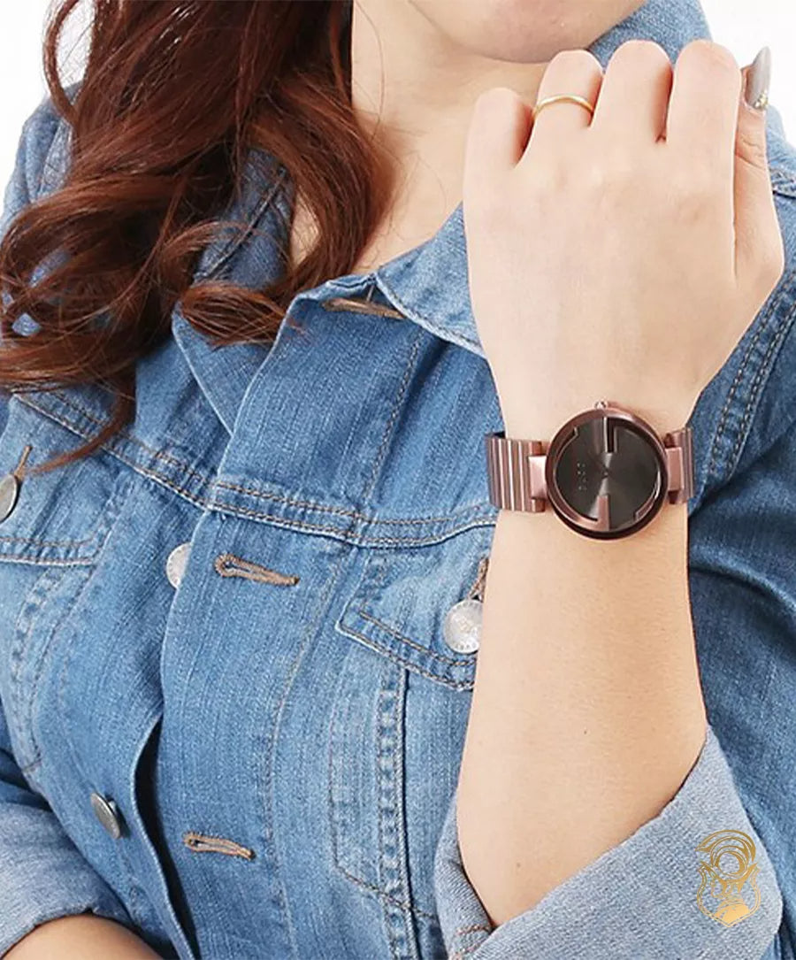 Gucci Interlocking G Quartz Brown Dial Brown Steel Strap Watch for Women - YA133317