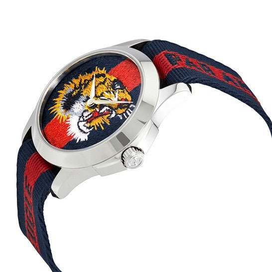 Gucci G Timless Le Marche Des Merveilles Blue & Red Dial Blue & Red Nylon Strap Unisex Watch - YA126495