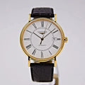 Longines Presence 25.5mm Automatic White Dial Black Leather Strap Watch for Women - L4.921.2.11.2