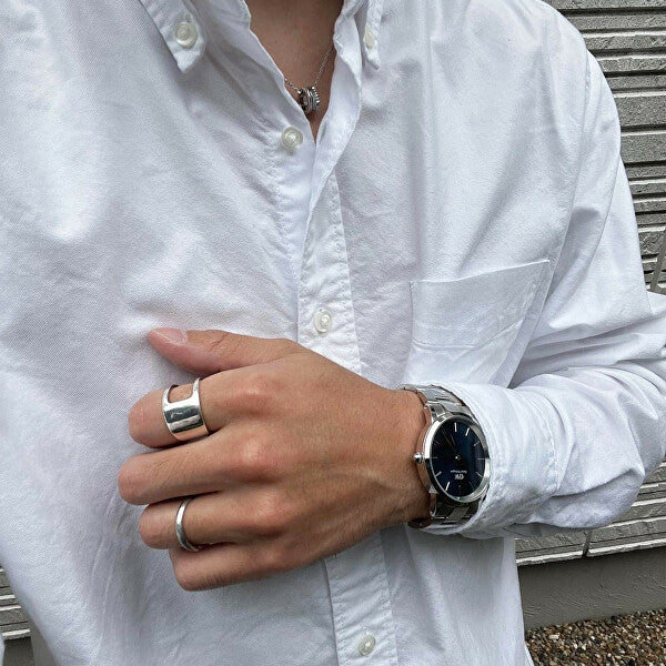 Daniel Wellington Iconic Link Black Dial Silver Steel Strap Watch For Women - DW00100206