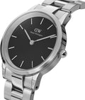 Daniel Wellington Iconic Link Black Dial Silver Steel Strap Watch For Women - DW00100208
