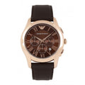 Emporio Armani Chronograph Brown Dial Brown Leather Strap Watch For Men - AR1701