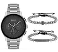 Hugo Boss Peak Black Dial Silver Steel Strap Watch for Men - 1513762