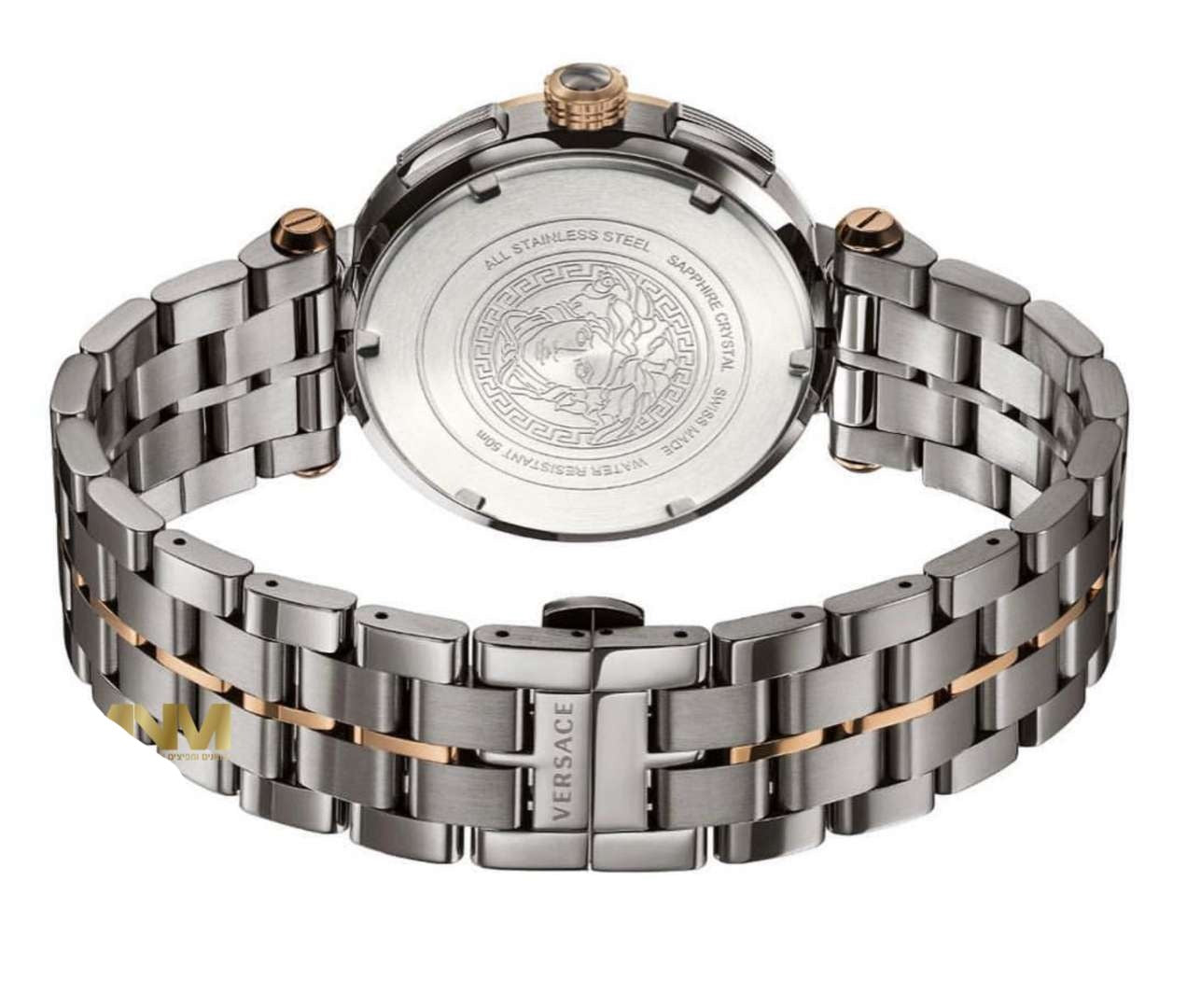 Versace Aion Chronograph Black Dial Grey Steel Strap Watch for Men - VBR050017