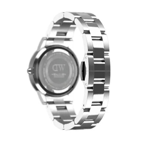 Daniel Wellington Iconic Link Black Dial Silver Steel Strap Watch For Women - DW00100208
