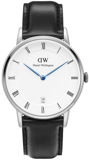 Daniel Wellington Dapper Sheffield White Dial Black Leather Strap Watch For Women - DW00100096