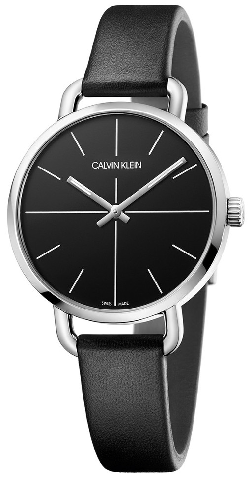 Calvin Klein Even Black Dial Black Leather Strap Watch for Women - K7B231CZ