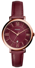 Fossil Jacqueline Burgundy Dial Burgundy Leather Strap Watch for Women - ES4099