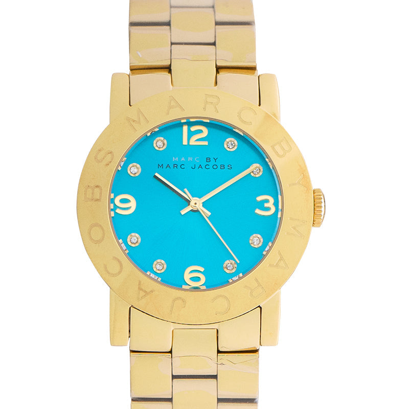 Marc Jacobs Amy Blue Dial Gold Steel Strap Watch for Women - MBM3220