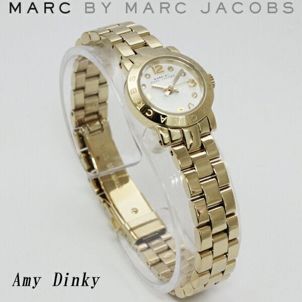 Marc Jacobs Amy Dinky White Dial Gold Steel Strap Watch for Women - MBM3226
