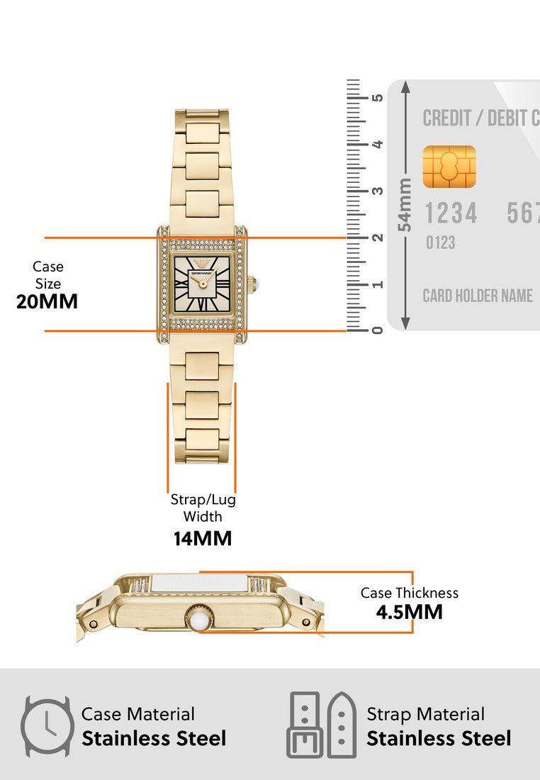 Emporio Armani Genni Crystals Gold Dial Gold Steel Strap Watch for Women - AR11663